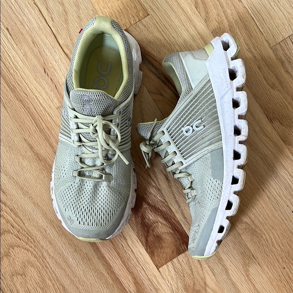 On Running Athletic Shoes with Breathable Knit Mesh in Light Green